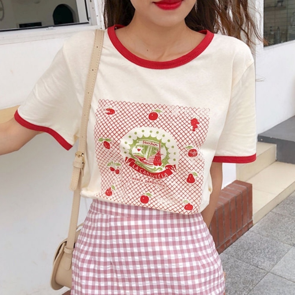 DONATING THIS WEEK! - Fruit Printed Ringer Tee